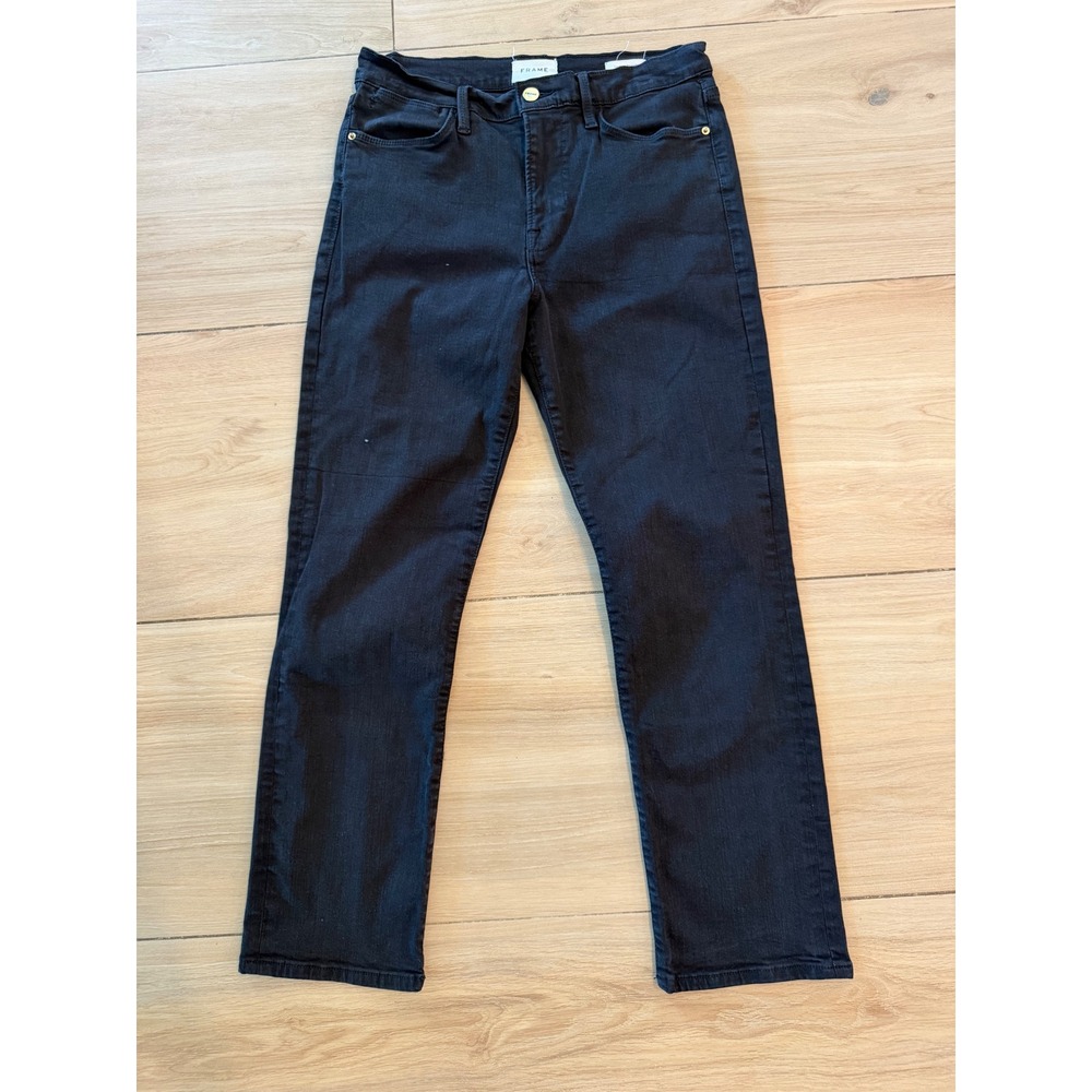 Frame Le High Straight Black Jeans Womens Size 30 High Rise Denim Pants